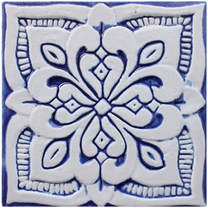 Handmade Tile With Moroccan Design, Morocco Tile For Kitchens, Bathrooms,  Ceramic Tile Art, Decorative Tile, Moroccan #4 15cm Blue AndWhite