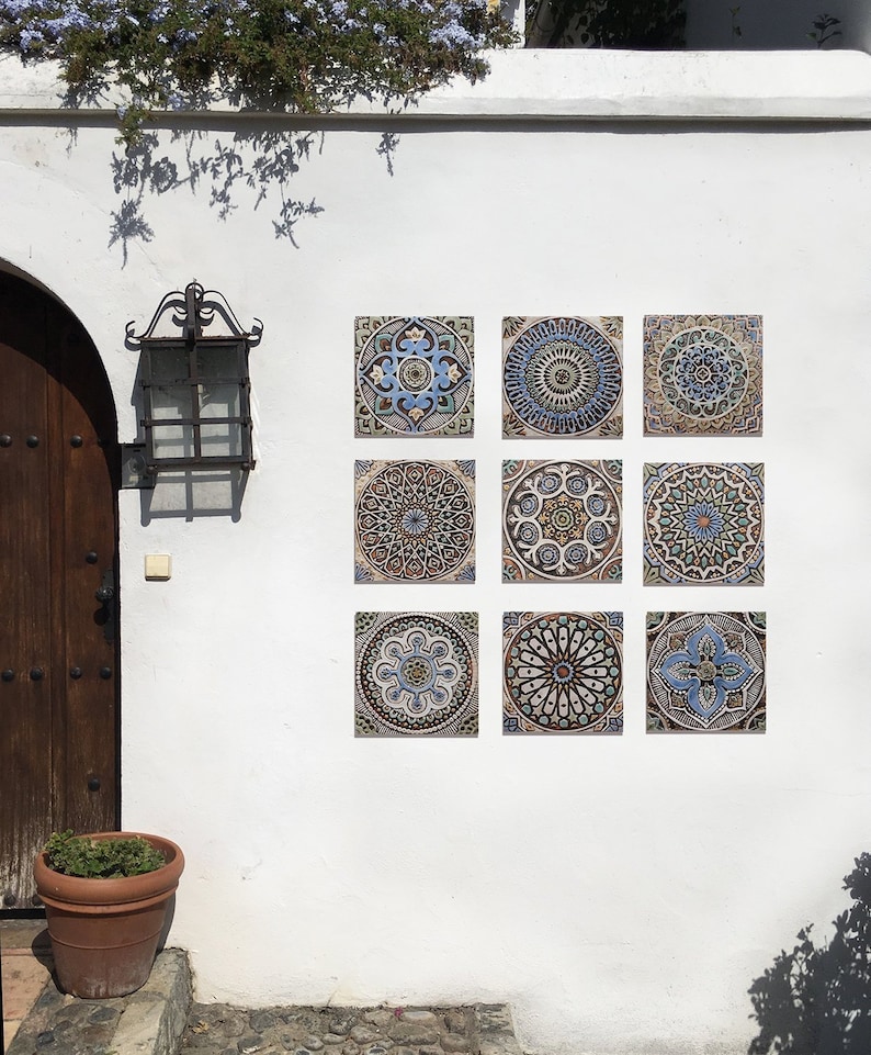 Ceramic Wall Hangings Set of 12 Decorative Tiles for Outdoor Etsy