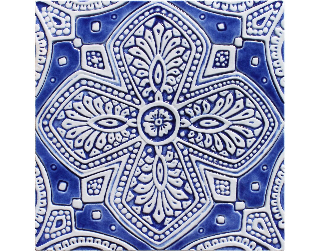 Spanish Tile Yard Art, Ceramic Wall Art for Garden, Outdoor Wall Art