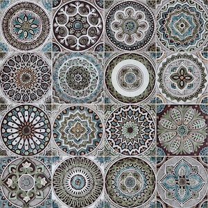 16 Outdoor Ceramic Wall Art, Extra Large Wall Art Installation, Tile Art, Garden Decor, Tile Mural Art, Ceramic Tiles Mix 30cm Matt Green