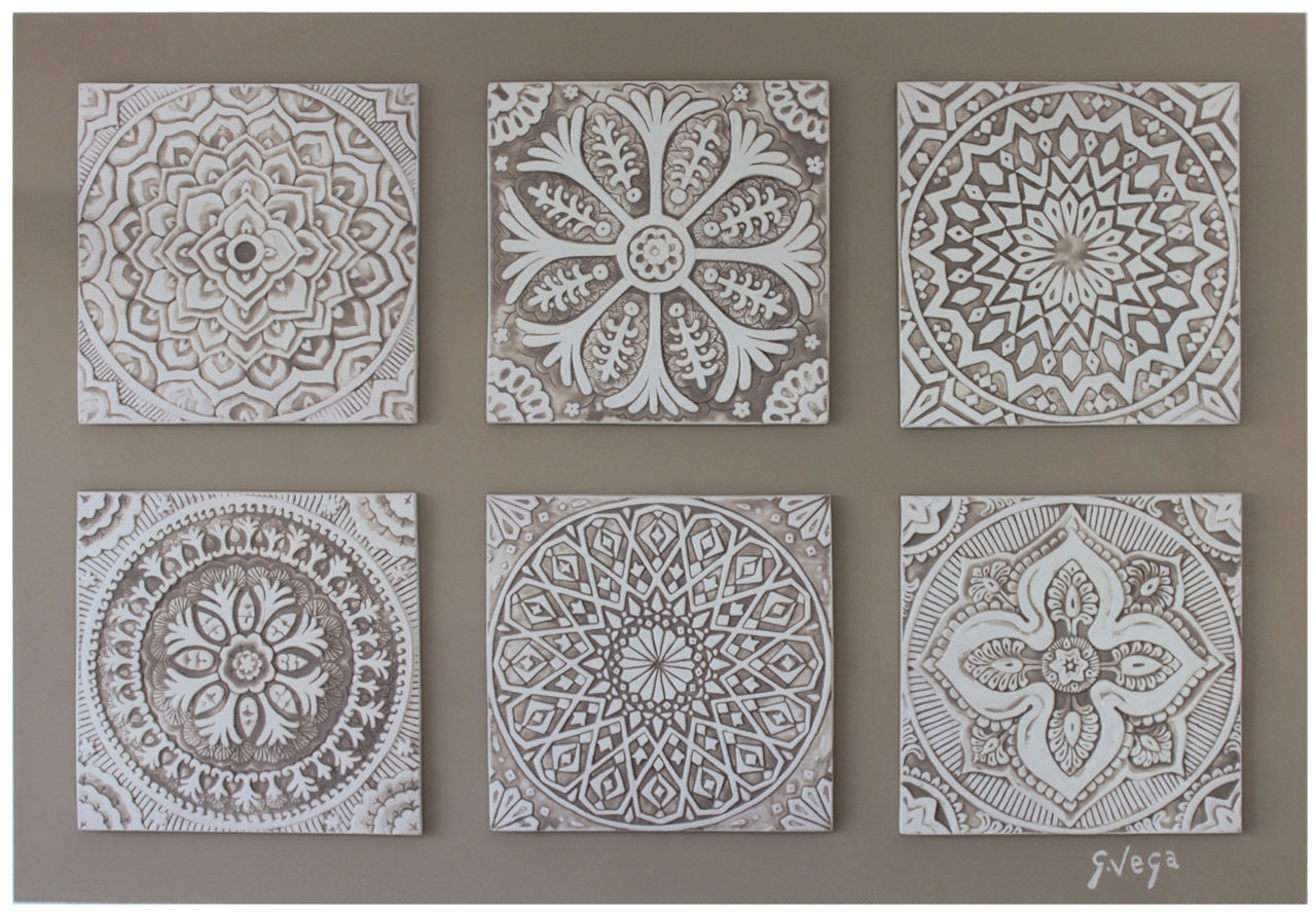 Garden wall art // Ceramic tiles // Garden decor // Garden art | Etsy