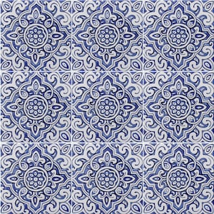 9 Spanish Tiles For Mural Wall Art Made From Ceramic, Tile Mural Design, Wall Art For Outdoor Wall Hanging Decor, Spanish #3 30cm Blue&White