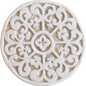 Decorative Tile Hand Painted With Mandala Design For Outdoor Decor, Ceramic Tile With Swirls, Kitchen Ceramic Art, Mandala #2 15cm Beige