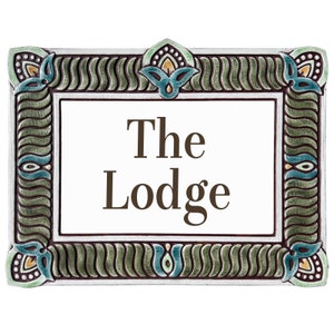 Custom House Name, House Sign, House Plaque For Outdoor Wall Decor, House Sign Ceramic Tile, Custom  Spanish Tile, Tulip Matt Green