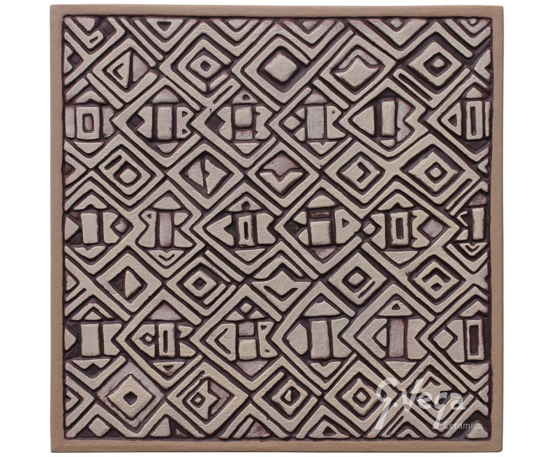 Garden Decor With African Design Glazed In Creams Art Outdoor Wall Yard Decorative Tiles 3 32cm