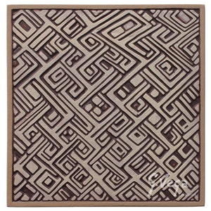 Ceramic tile with African design glazed in neutral tones, Decorative tile, Wall tile, Handmade tile, Bathroom tile , African tile #1, 32.5cm