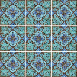 9 Spanish Mosaic Wall Decor In Ceramic, Tile For Outdoor Wall Art, Ceramic Garden Decor, Large Tile Wall Hanging, Spanish #4 30cm Turquoise