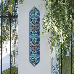 6 Tiles For Pillar With Arched Endings, Tacos Pillards Garden Decor, Tiles For Decor A Column, Ceramic Tile,  Suzani 8cm Turquoise