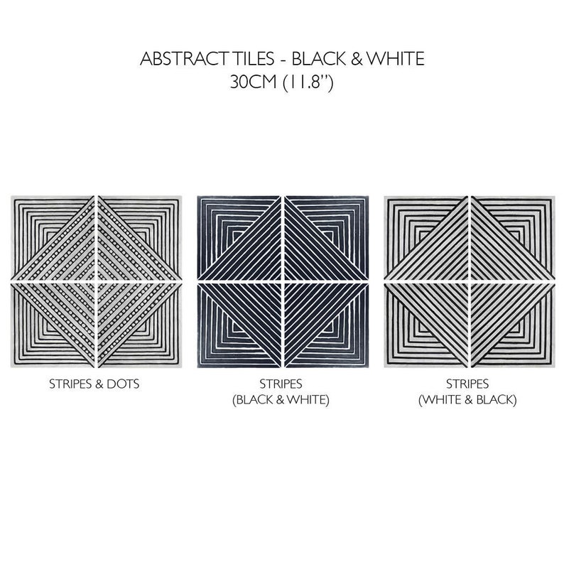 Large Abstract Wall Art Black and White Wall Tiles Made From Etsy