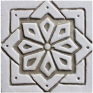 Handmade Tile With Relief Design, Ceramic Wall Art, Decorative Tile, Outdoor & Indoor Deco, Garden Home Accent, Moroc #1 10cm Beige