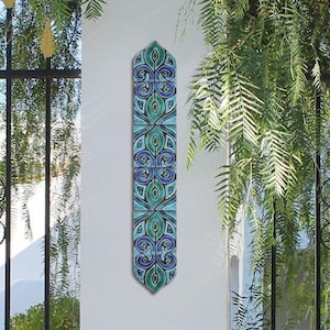 6 Tiles For Garden Decor, Tiles For Decor A Column Or Pillar With Arched Endings, Ceramic Tile, Tacos Pillards Mandala 8cm Turquoise