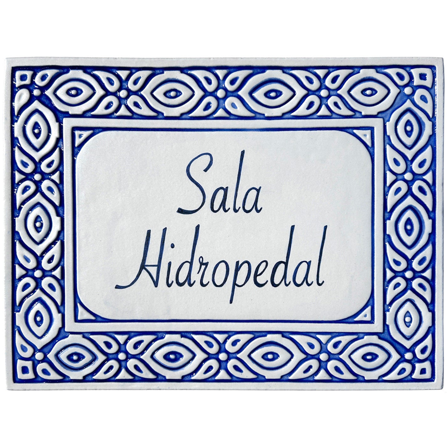 Haus Namen Zeichen Keramikfliese, personalisierte Adressschild, Dekor Haus Plaque Spanische Fliesen, Outdoor Design Tile, Tapisserie Blau & Weiß