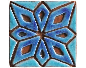 Moroccan Design, Home Decoration, Morocco Tile, Ceramic Tile, Handcrafted, Decorative tile, Outdoor&Indoor Wall Art, Moroccan 8cm Turquoise