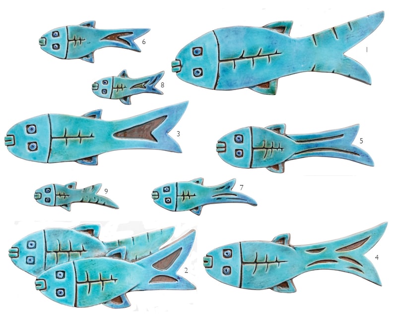 Ceramic fish art // Fish wall art // Fish wall hangings // Ceramic art // Fish ornament // Ceramic fish 3 // Turquoise image 2