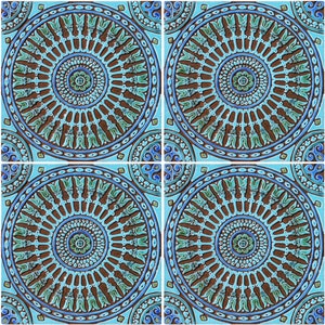 4 Garden Decor Tiles, Ceramic Wall Art For Backyard, Outdoor Wall Art, Patio Art, Decor Tile Art, Wall Hanging, Spanish #14 30cm Turquoise