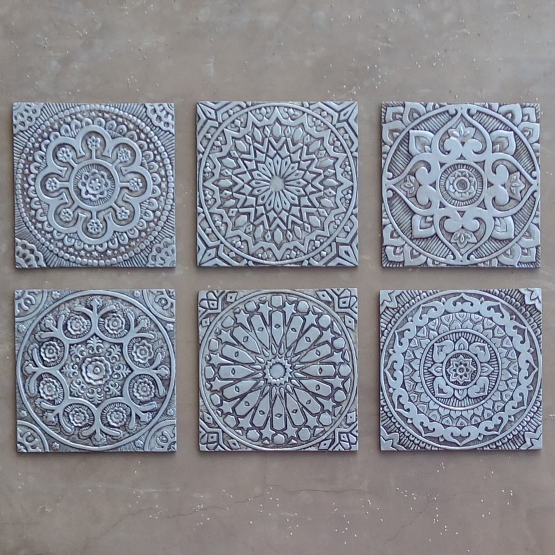 Outdoor Wall Art // Set of 6 tiles various designs // Garden Etsy
