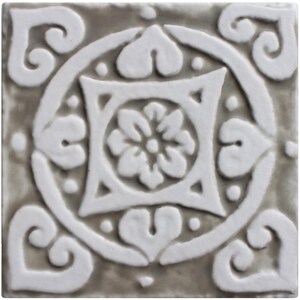 Ethnic Tile Decor, Tile For Garden Wall Design, Ceramic Tile, Hand Painted Tile, Handmade Tile, Ceramic Tiles, Mandala #2 10cm Beige