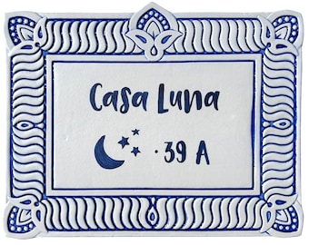 Personalized Ceramic House Sign: Spanish Tile Address Plaque