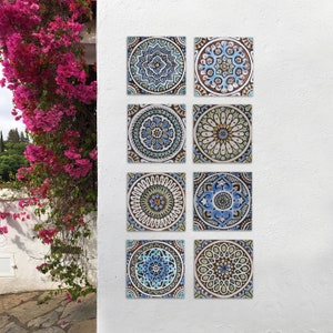 8 Decorative Ceramic Tiles For Kitchen, Kitchen Backsplash Tile, Bathroom Shower Tile, Textured Tiles For Outdoor, Mix Tiles 20cm Matt Blue