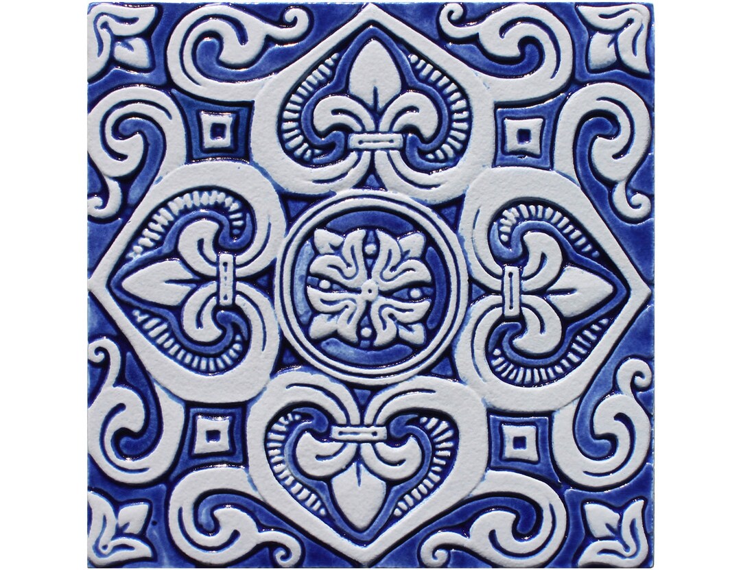 Spanish Tile Garden Decor, Ceramic Wall Art for Garden, Outdoor Wall