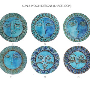 Decorative Tile With Sun&moon Design For Bathroom Wall Decor, Ceramic Tile, Outdoor Wall Art, Decor Tile, Sun And Moon 4 XL 30cm Turquoise image 5