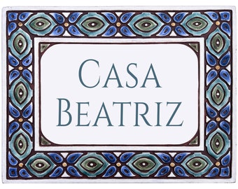 Personalized Ceramic House Sign: Spanish Tile Address Plaque