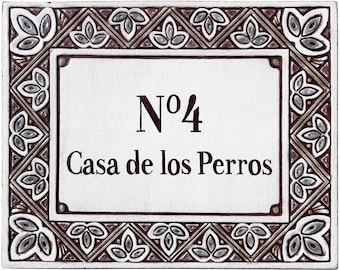 Handmade Ceramic House Sign: Personalized Spanish Tile Plaque