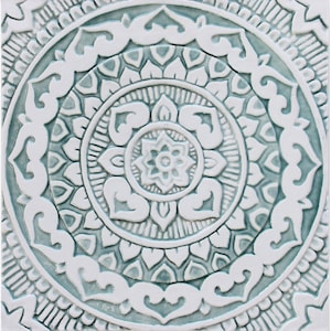Hand Painted Tiles In Mandala Design For Wall Hanging, Outdoor Decor, Kitchen Decor, Bathroom Art, Garden Wall Art, Mandalita 30cm Aqua