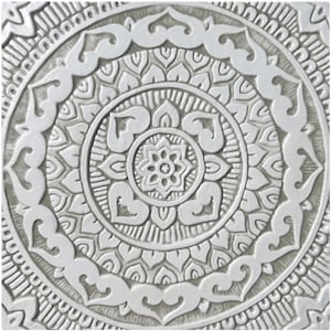 Garden Decor With Mandala Design, Outdoor Wall Art, Ceramic Tile, Yard Art, Wall Sculpture, Decorative Wall Tile, Mandala #7 30cm Beige