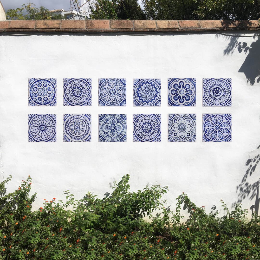 Unique 12 Ceramic Tiles Outdoor Wall Art Garden Wall Decor Etsy