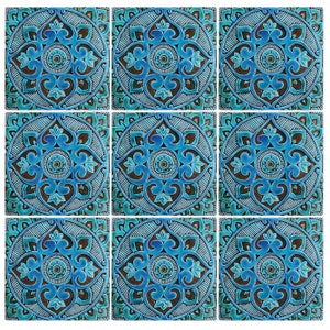 Garden Decor With Mandala Design, Outdoor Wall Art, Ceramic Tile, Yard Art, Wall Sculpture, Decorative Art Tiles, Mandala 5 30cm Turquoise image 3