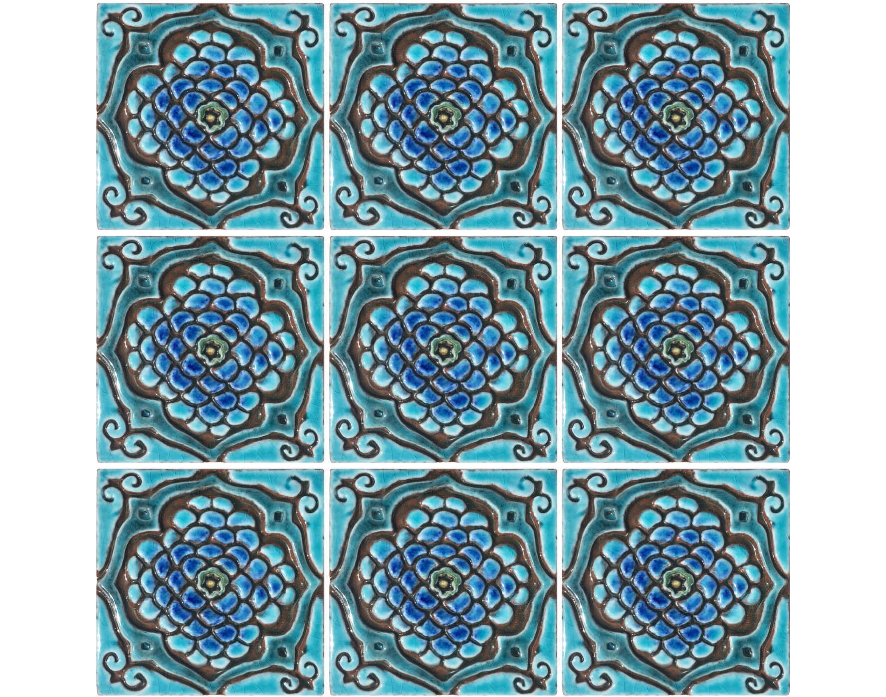 9 circles - Blue & white moroccan ceramic wall art / GVEGA