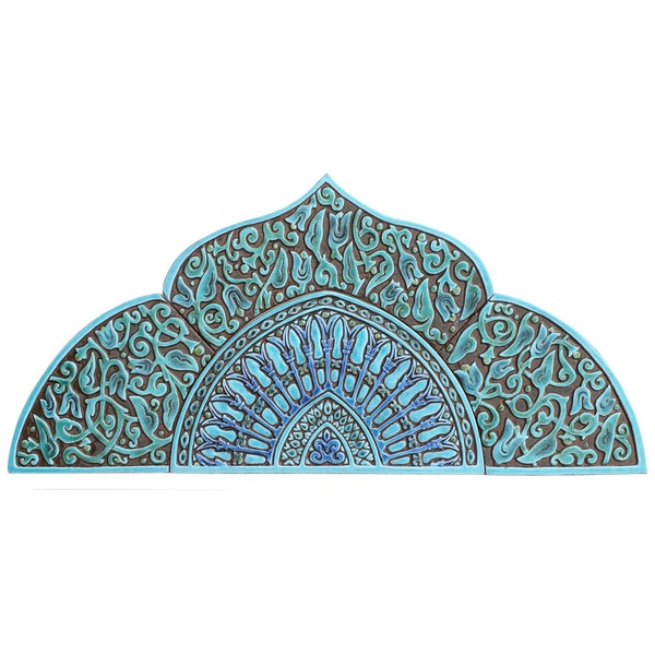 Decorative Arch For Doorway,  Window Archway Decor Made From Ceramic, Ethnic Architrave, Arch Wall Art Design, Mandala #4 79cm Turquoise