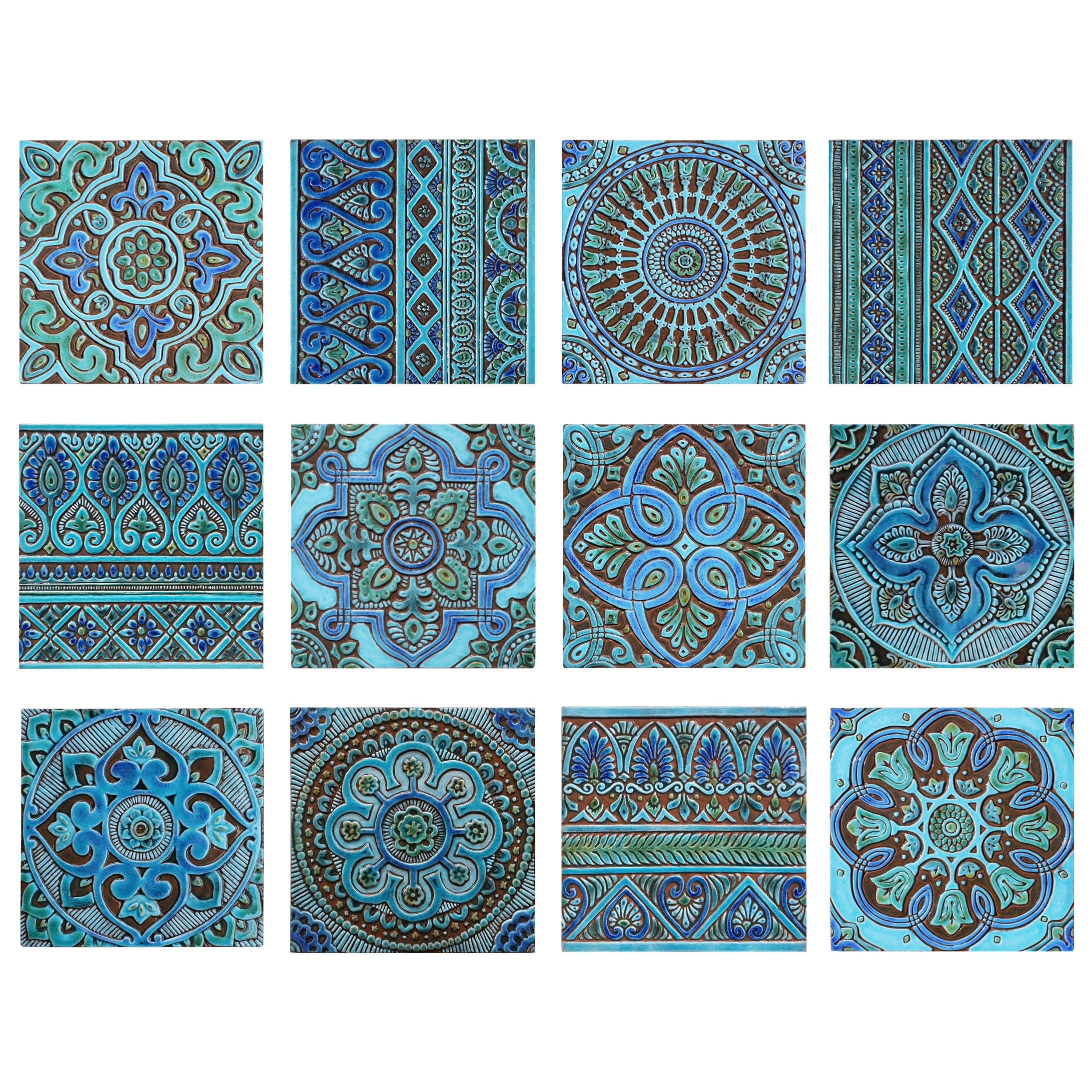 素晴らしい外見 12 Large Garden Art Tile for Wall Installation, Ceramic 窓・網戸ブラシ