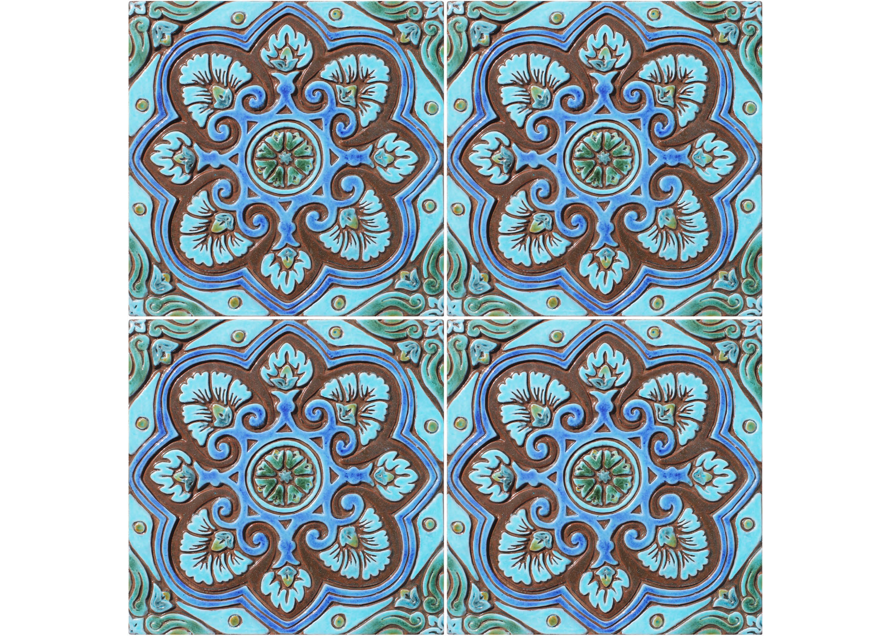 4 Spanische Fliesen für Küchen Backsplash Decor, Badezimmer und Außenwandkunst, Designfliesen, große Küchenfliesen, Spanisch # 10 30 cm Türkis