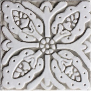 Hand Painted Tile For Wall Art Collection, Wall Art Tile For Wall Decor With Floral Design, Artistic Tiles, Suzani #2  10cm Beige