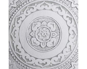 Boho Wand Keramikfliese mit Mandala Design, Home Decor Geschenk, Büro Wandbehang, rustikale Wohnkultur, Badezimmer Mandalita Liso 30cm Grau