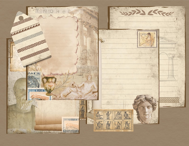 Ancient Greek Mythology Junk Journal Pages: Printable Ephemera Kit ...