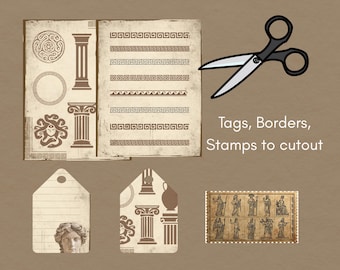 Ancient Greek Mythology Junk Journal Pages: Printable Ephemera Kit, Scrapbook Pages (Digital Download)