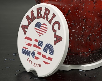 Car Coaster America 250th Anniversary Soapstone Commemoration Souvenir | Patriotic Memorabilia
