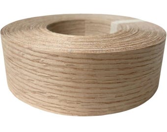 Preglued White Oak Wood Veneer Edge Banding, with Hot Melt Adhesive for DIY Furniture, Cabinet Edging, Sealing Tape, Woodworking Supplies