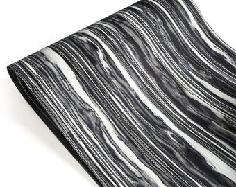 Folha de madeira folheada em preto e branco, para artesanato e móveis (55 x 240 cm)