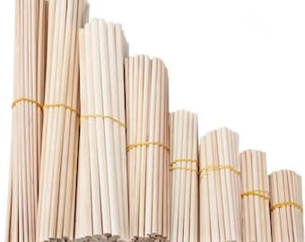Palitos de madera de abedul, 25/50 unidades, varillas redondas sin acabado para manualidades, construcción de maquetas de muebles, palitos para algodón de azúcar, pintables, carpintería.