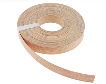 Pre-glued Wood Veneer Edge Banding, 1 Roll, Easy to apply for DIY Craft, Furniture, Iron-on Table, Door, Guitar  Making, Woodworking Supply