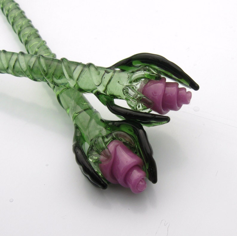 Purple rose glass hair sticks