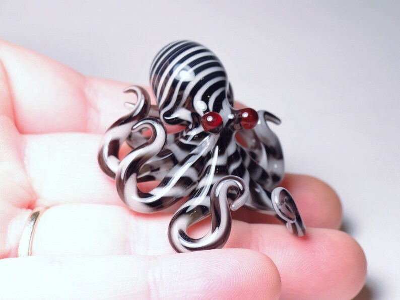 Glass Octopus Pendant Zebra Striped Etsy