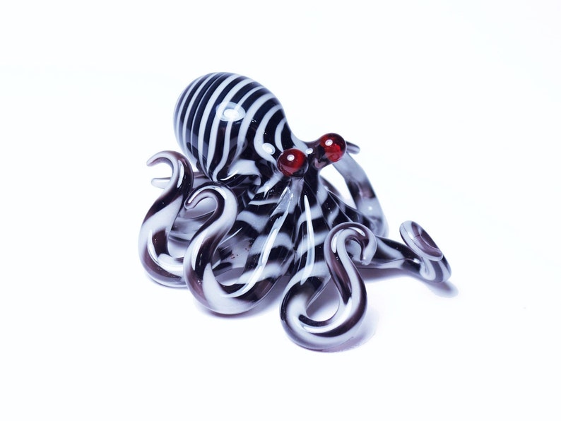 Glass Octopus Pendant Zebra Striped Etsy