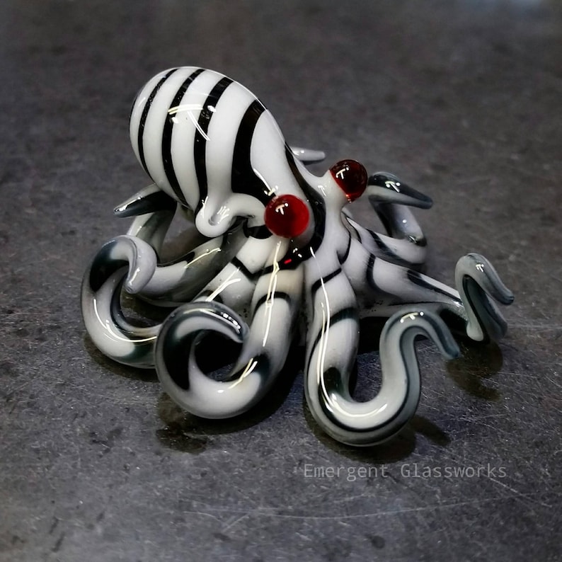 Glass Octopus Pendant Zebra Striped Etsy