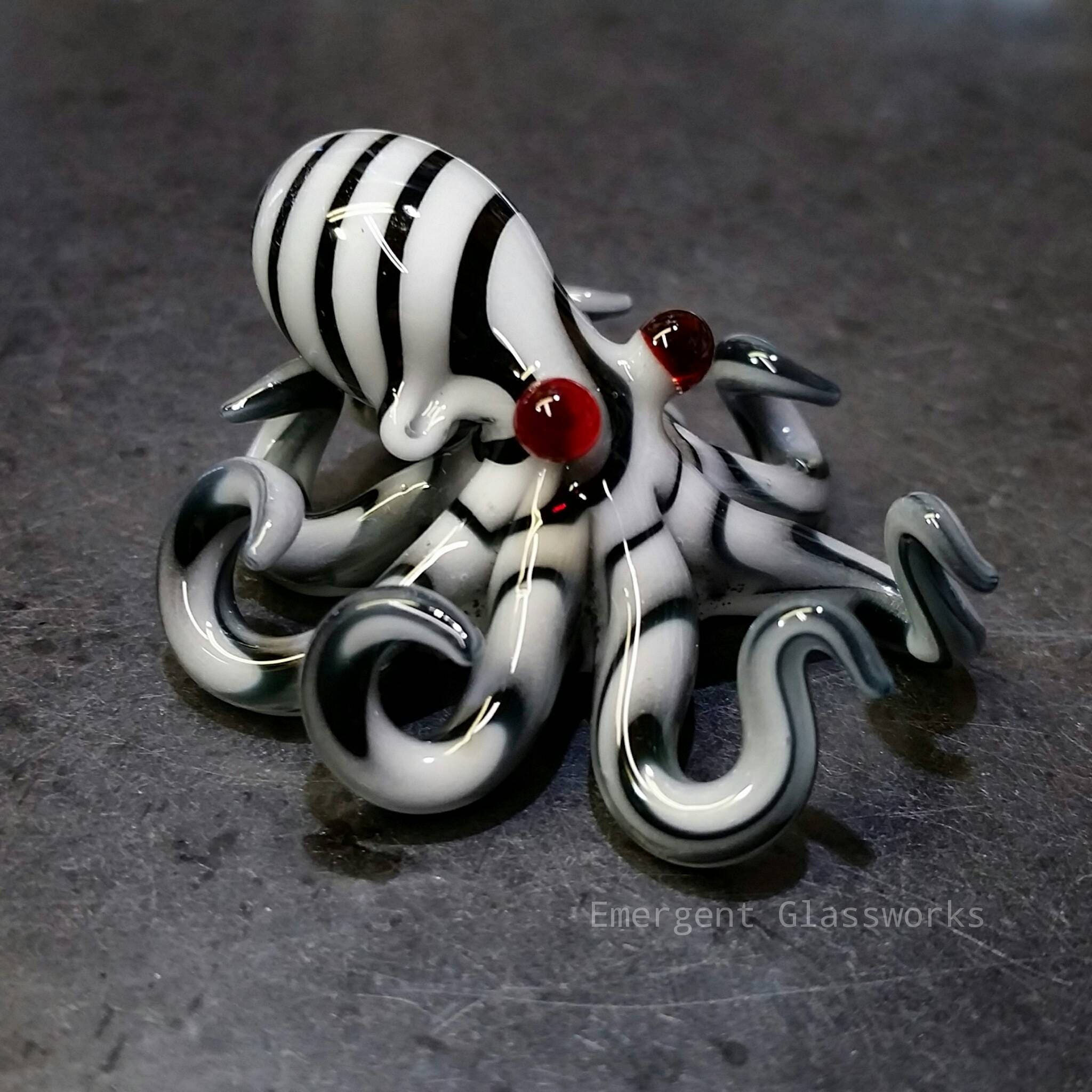 Glass Octopus pendant Zebra Striped Etsy