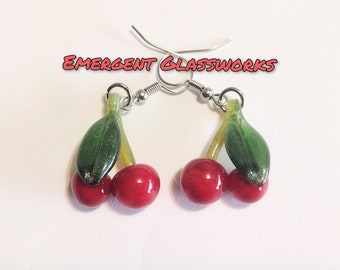 Little Glass Cherry Bud Earrings